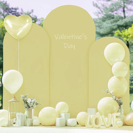 (7.2FT, 6.6FT, 6FT) Wedding Arch Cover Set of 3 Apricot Spandex Fitted Arch Cover for Round Top Chiara Backdrop Stand Covers for Birthday Party Banquet Photo Background Decoration