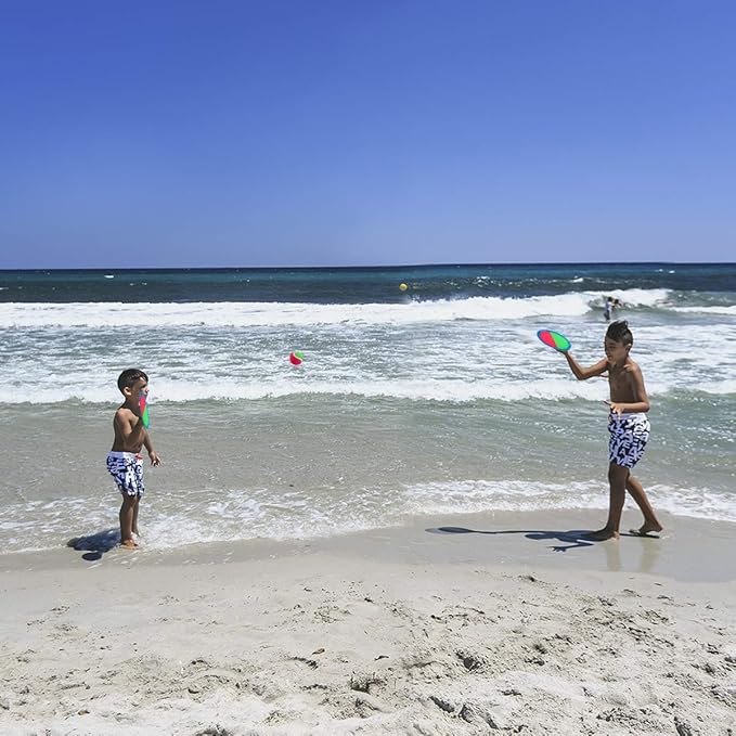 EVERICH Upgraded Toss and Catch Ball Game Set - Indoor and Outdoor Games for Kids 3-12, Beach Sand Pool Water Toy Includes 2 Paddles 2 Sticky Balls, Great Birthday Easter Gifts for Boys Girls