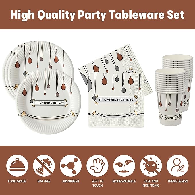 60 PCS It Is Your Birthday Disposable Birthday Party Supplies Set, The Office Merchandise Party Decoration Paper Cups, Plates and Napkins for The Office TV Show Fans Family, Friends and Coworkers