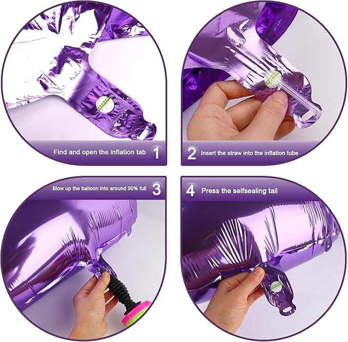 40 Inch Purple 3 Large Number Balloon, 3 13 23 30 33 36 38 Purple Birthday Party Decorations, Number Three Foil Balloons for Anniversary Party Graduations Celebration Supplies