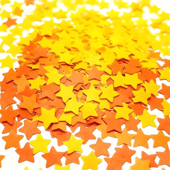 Orange and Yellow Metallic Foil Star Confetti 0.78inch/2cm 8000PCS Table Confetti for Party Birthday Decoration or Filled Balloons