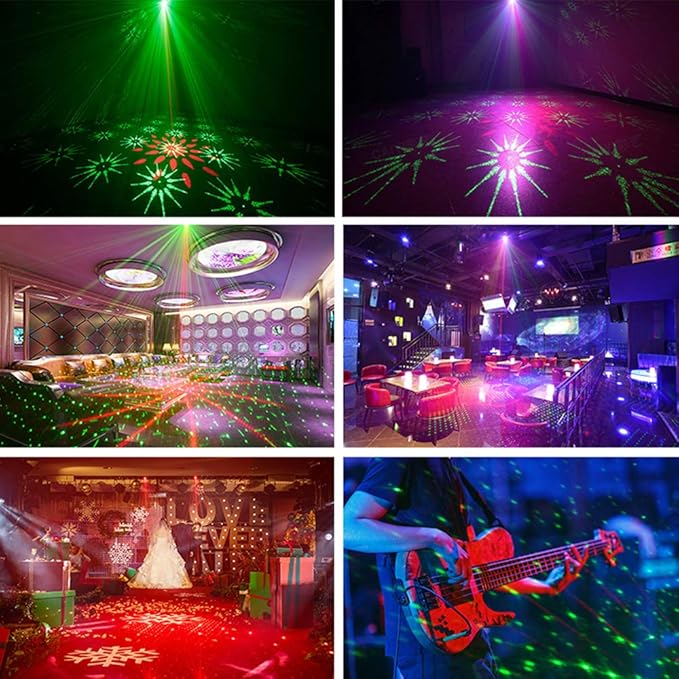 Party Lights Dj Disco Lights, Strobe Stage Light Sound Activated Laser Llights Projector with Remote Control for Parties Bar Birthday Wedding Holiday Event Live Show Xmas Decorations Lights