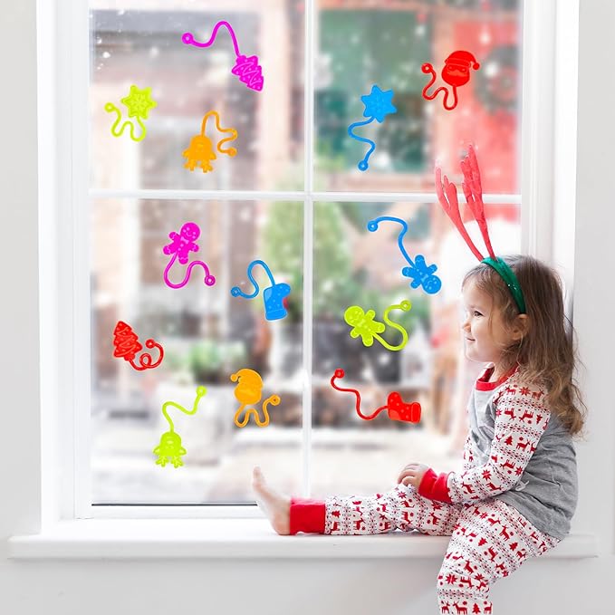 100 PCS Christmas Sticky Hands Party Favors Bulk for Kids,Christmas Goodie Bag Stocking Stuffers for Boys Girls, Holiday Classroom School Class Toys Prizes Gifts Treats Trinkets Giveaways for Students