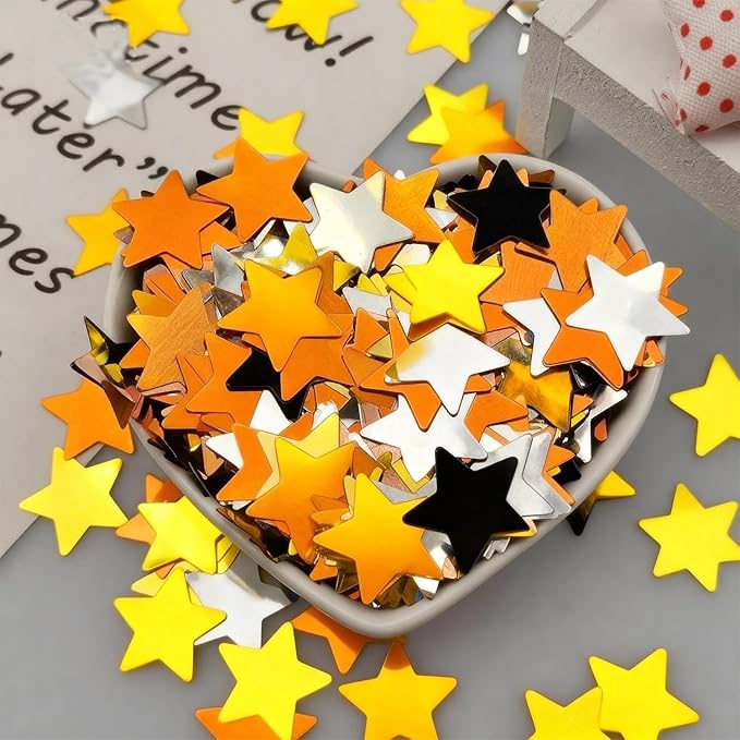 Orange and Yellow Metallic Foil Star Confetti 0.78inch/2cm 8000PCS Table Confetti for Party Birthday Decoration or Filled Balloons