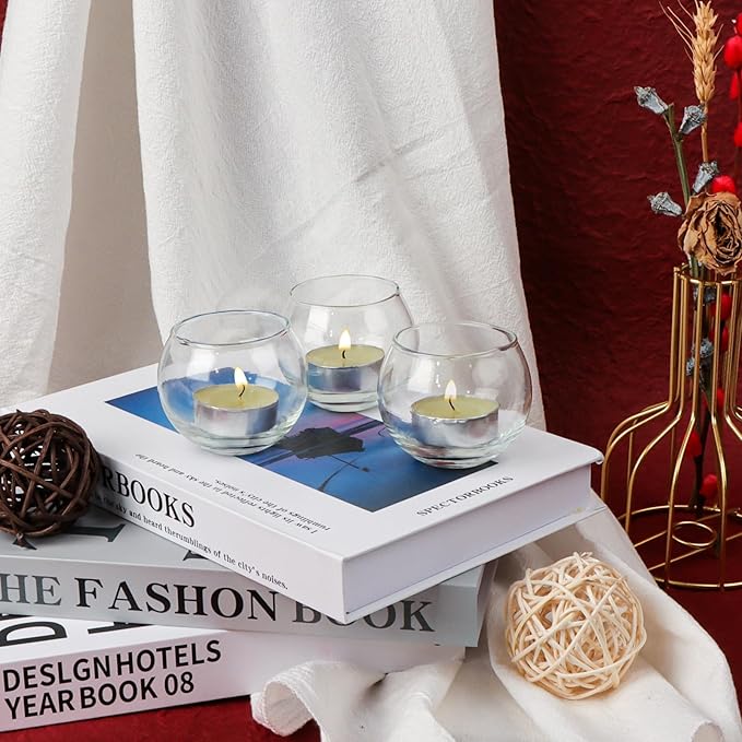 12pcs Clear Glass Tealight Candle Holder, Round Votive Candle Holders, Small Bowl Candle Holder Bulk for Wedding Table Centerpieces Home Decor