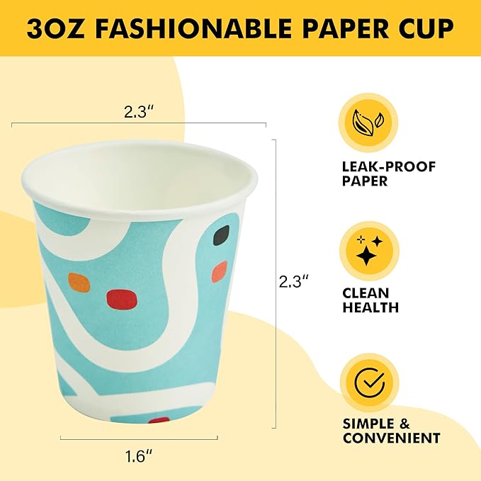 RACETOP [300 Pack] Paper Cups 3 oz, Bathroom Cups 3 oz, Disposable Bathroom Paper Cups, Small Mouthwash Cups, Ideal for Party