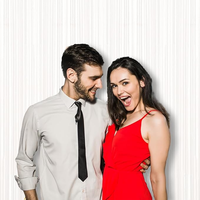 2 Pack White Tinsel Foil Fringe Curtains, White Party Decorations, Metallic Tinsel Party Streamers Backdrop for Birthday Baby Shower Graduation Wedding Anniversary Party Decorations