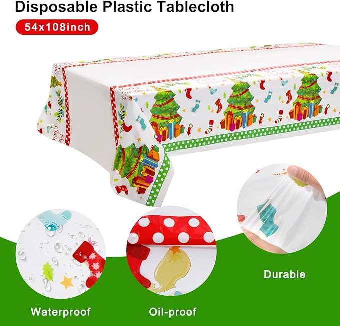Festiva 176Pcs Christmas Plastic Plates Heavy Duty- Christmas disposable Dinnerware Set-include 50Plates 25Plastic Silverware 25Cups 25Holly Berry Napkins