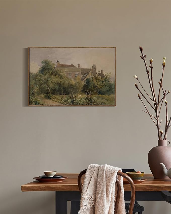 InSimSea Framed Canvas Wall Art Vintage Decor, Home Decor Classical Scenery Landscape Cottage Paintings, Large Wall Decorations for Living Room Home Farmhouse Bathroom Decor, 20"x30"