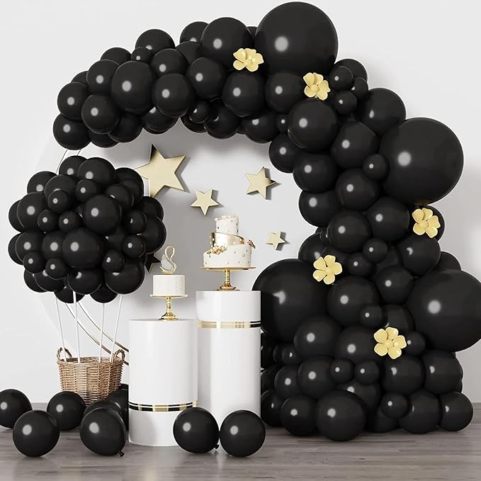 Black Balloons 50 pcs 12 Inch Matte Black Latex Balloons for Wedding Bridal Engagement Baby Shower Gender Reveal Easter Anniversary Birthday Christmas Party Decorations