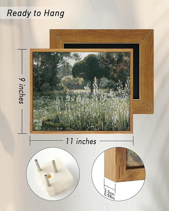 InSimSea Framed Canvas Wall Art Vintage Decor, Landscape Wall Art, Wall Art for Living Room, Summer Hyacinths Vintage Prints Wall Decorations for Living Room Bedroom Office, 9"x11"