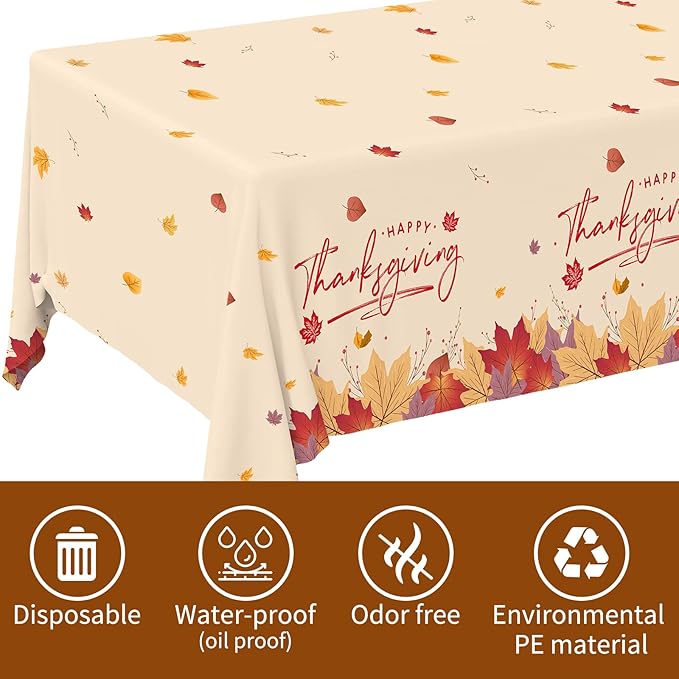 Thanksgiving Plates and Napkins Gatherfun Maple Leaves Disposable Paper Plates Napkins Cups plastic Tablecloth for Thanksgiving Dinner Party Decorations Serve 25