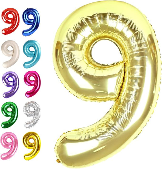 Big Light Gold 40 Inch 9 Balloon Number, Jumbo Giant 9th 19 29 39 49 99 Birthday Party Decorations, Large Champagne Gold Foil Balloons Anniversary Birthday Party Engagement Decorations
