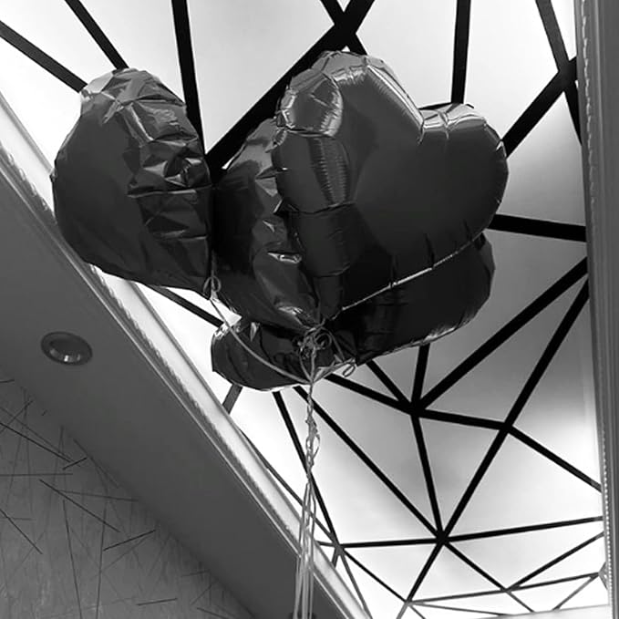 Black Heart Balloons,12Pcs 18 Inch Black Foil Love Heart Shaped Balloons for Valentines Day Birthday Party Wedding Engagement Anniversary Celebration Baby Shower Decorations