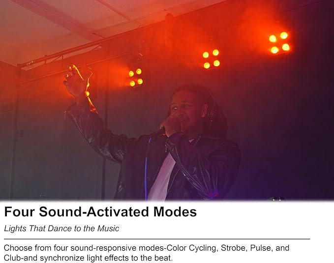 Rockville Mini IR4 Black LED Wash Light, RGBWA+UV, Compact, App Control, LCD, Wireless DMX, Remote, Rechargeable, Perfect for DJ & Event Lighting