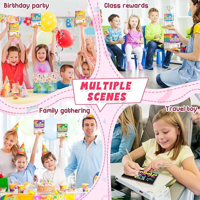 Party Favors for Kids: 36 Pack Rainbow Scratch Art Notebook Back to School Students Classroom Gifts Bulk for Girls Boys Goodie Bags Stuffers, Return Gifts for Birthday Party Favors Bulk