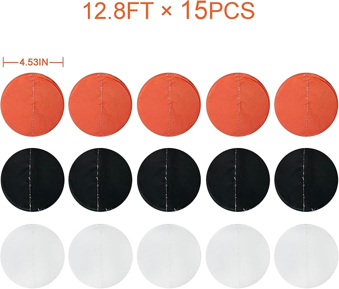 192 Ft Orange Black White Party Decorations Polka Dots Garland Streamer Backdrop for Halloween Fall Autumn Graduation Birthday Baby Shower Wedding Engagement Bachelorette Bridal Shower Party Supplies