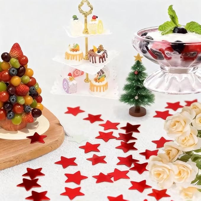 Red Metallic Foil Star Confetti 0.78inch/2cm 8000PCS Table Confetti for Party Birthday Decoration or Filled Balloons