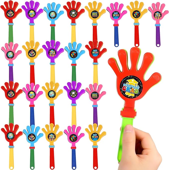 24Pcs Kindergarten Graduation 2025 Hand Clappers Noisemakers, 7.5 Inch Plastic Graduation Noise Makers with Stickers for Graduation Celebrations Birthday Gift, Classroom Prizes and Supplies