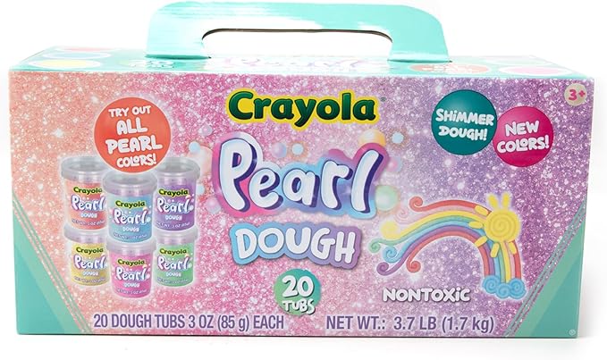 Crayola 20pk Pearl Dough 20pk x 3oz – Ideal Halloween Party Favors & Fidget Toys, Sparkling Colors for Creative Play, Safe Non-Toxic Crafting, Great Party Favors & Classroom Fun
