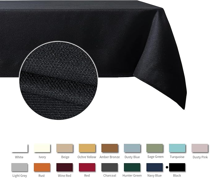 maxmill Jacquard Square Tablecloth Stain Resistant Waterproof Wrinkle Resistant Washable Soft Table Cloth, Decorative Fabric Table Cover for Dining Room, Indoor and Outdoor Use, 52 x 52 Inch, Black