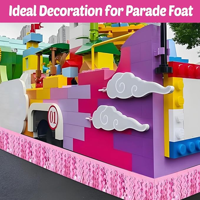 6 Pack 10 Feet Pink Wave Foil Fringe Garland Metallic Tinsel Streamers Banner Wall Hanging Curtain Backdrop for Parade Floats, Mother's Day, Easter, Wedding, Birthday Party Decoration