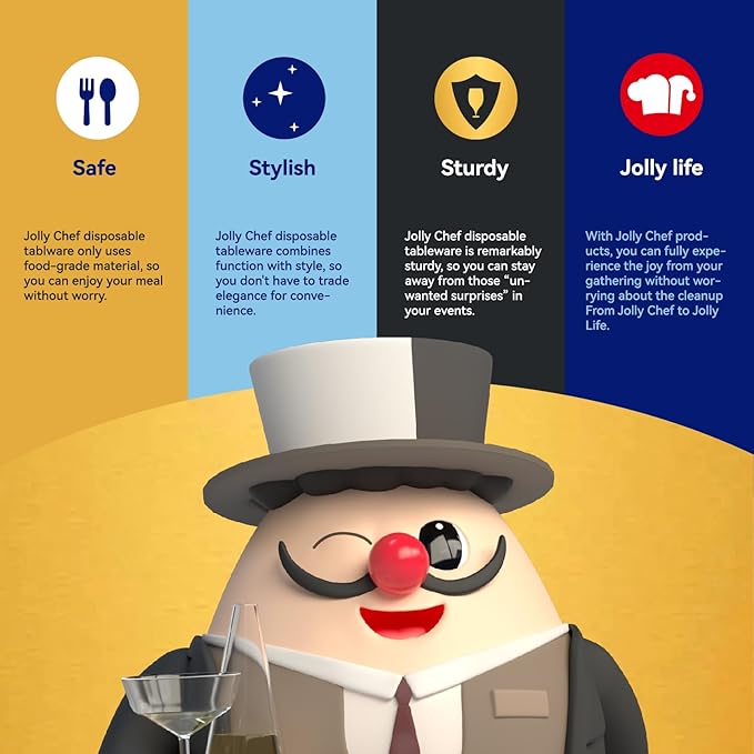 JOLLY CHEF 36 Pack 9 Oz Plastic Champagne Flutes, Gold Stemless Plastic Toasting Glasses| Shatterproof | Heavy Duty | Plastic Disposable Unbreakable Drinkware for Wedding, Party, Thanskgiving