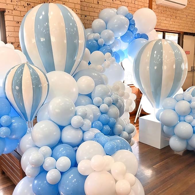 PartyWoo Baby Blue Balloons 101pcs 12 Inch Light Pastel Sky Aqua Blue Balloons for Graduation Baby Shower Gender Reveal Weddings Easter Birthday Bachelorette Anniversary Party Decorations Blue-Q13