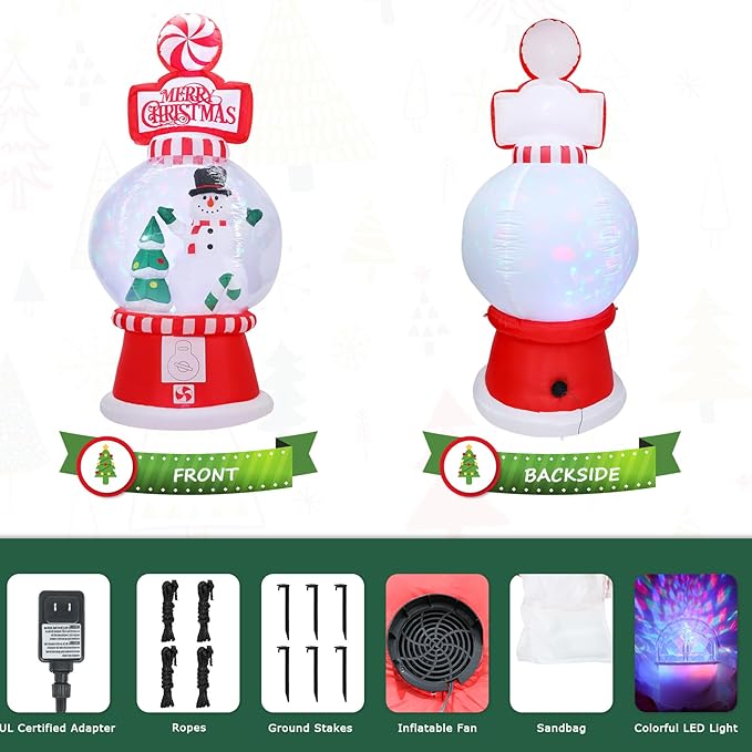 Taman 7.8 FT Christmas Inflatable Decorations Snowman Globe, Outdoor Decorations Built-in Bright Projector RGB Light Blow Up Christmas Decorations for Yard, Garden,Lawn Outdoor Holiday