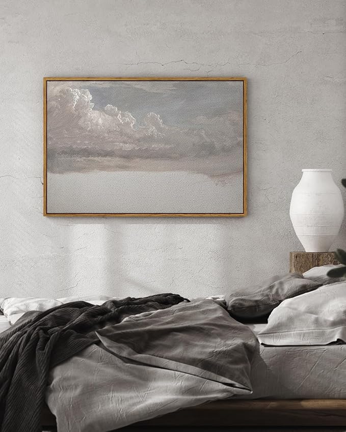 InSimSea Framed Canvas Wall Art Vintage Decor, Home Decor Classical Oil Painting Cloud Study Wall Decorations for Living Room, Large Prints Artwork for Bedroom Bathroom Gallery, 24"x36"