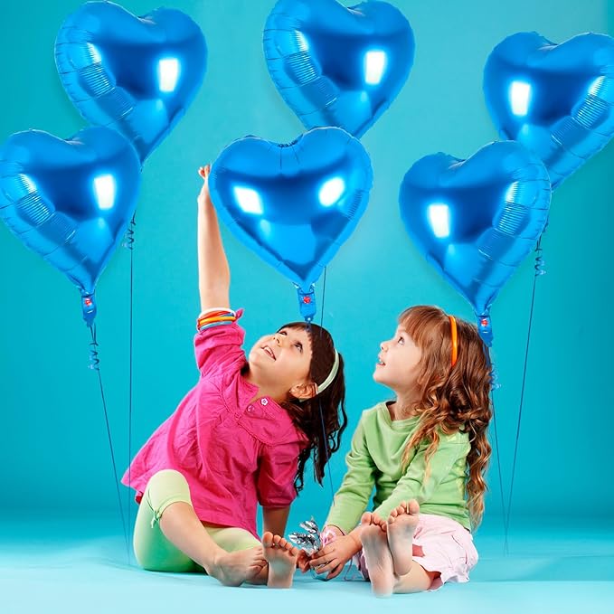 12 Pcs Heart Balloons,18 Inch Blue Heart Foil Balloons Love Balloon Valentine Balloon for Birthday Party Wedding Engagement Party Baby Shower Valentine Day Decorations (blue)
