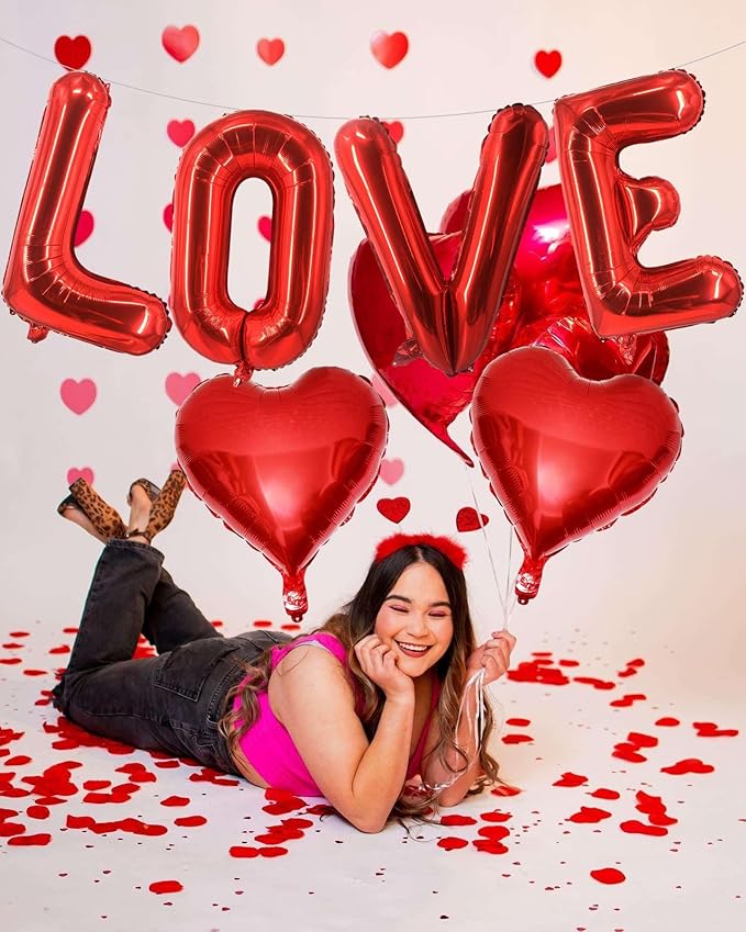Red Love Balloons Red Heart Balloons Valentines Day Decorations Love Heart Balloons for for Valentines Day Bridal Shower Wedding Romantic Special Night Party Supplies Decorations