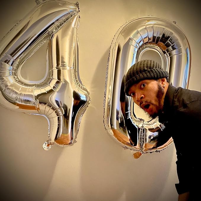 Silver Number 4 Balloon 40 Inch, 4th Birthday Party Decorations for Children, Giant 4 Foil Balloon for Party Supplies