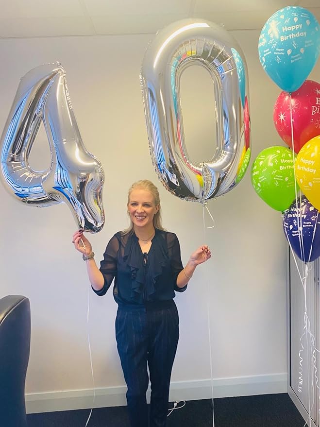 Silver Number 4 Balloon 40 Inch, 4th Birthday Party Decorations for Children, Giant 4 Foil Balloon for Party Supplies