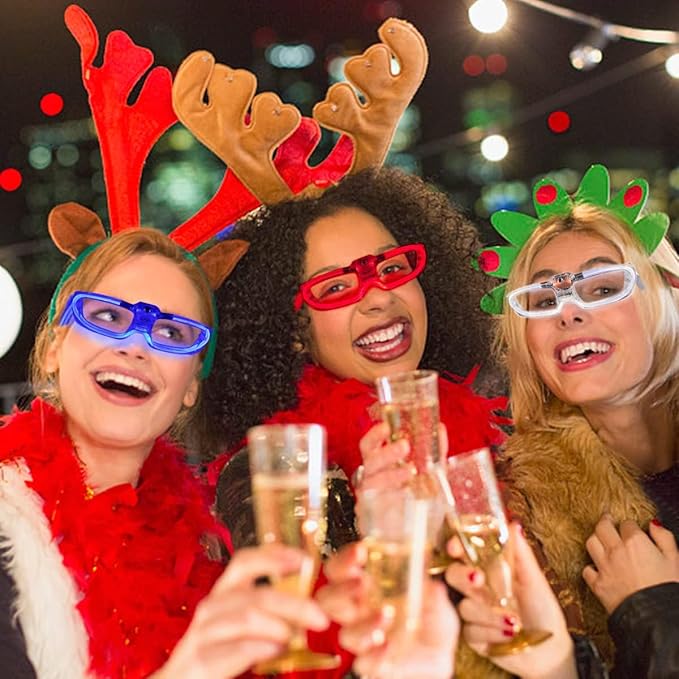 50 Packs LED Glasses Mardi Gras Party Supplies ,5 Neon Colors,3 Light Modes Light up Glow Sticks Glasses Toys Party Supplies for kids Adults Fit Halloween Christmas New Year Eve Graduations (50)