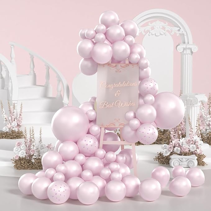 Pearl Purple Balloon Arch Kit Double Stuffed Pearl and Purple Balloons With Pearl Stickers 5/10/12/18 Inch purple Balloon Arch For Wedding Birthday Baby Shower Decorations