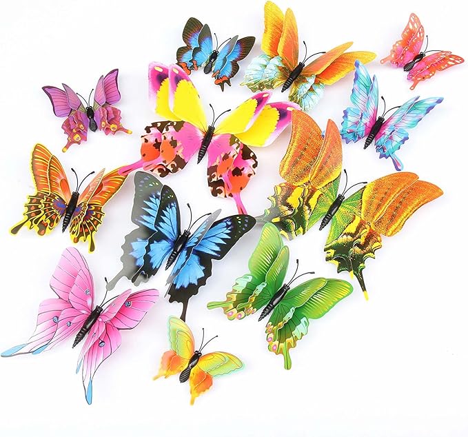 Butterfly Wall Decor 24/48 PCS, 3D Butterflies Stickers for Party Decorations with Magnets (Swallow, 24)