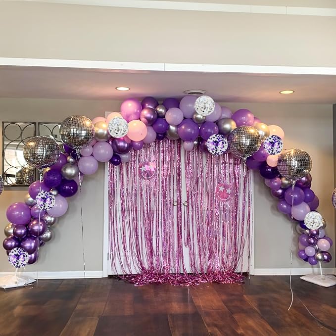Purple Balloons Set 60 Pcs Dark Purple and Silver Balloons 12 Inch Royal Purple Metallic Silver Confetti Balloon for Girls Women Butterfly Retirement Wedding Bridal Shower Birthday Party Decorations