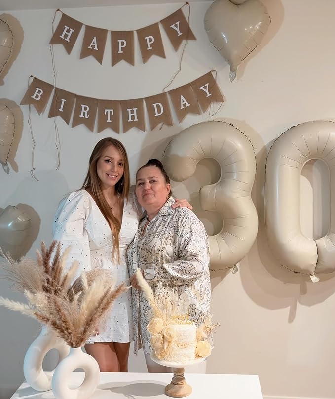 10 Balloon Number, Cream Number 10th Birthday Balloons 40 Inch, 10 Years Old Cream Birthday Decorations for Boys Girls, 10th Anniversary Decorations