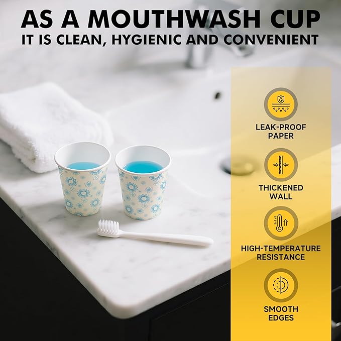 RACETOP [300 Pack] Paper Cups 3 oz, Bathroom Cups 3 oz, Disposable Bathroom Paper Cups, Small Mouthwash Cups, Ideal for Party, Travel, Events, Picnic
