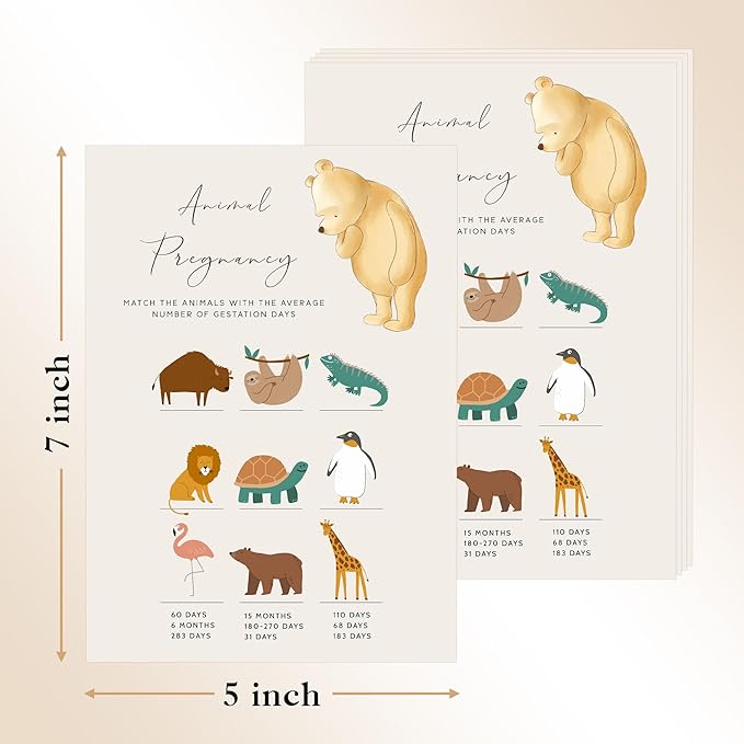 Winnie Baby Shower Games, Animal Pregnancy, Set of 30 Cards, Winnie The Pooh Party Favors, Baby Shower Party Games & Activities