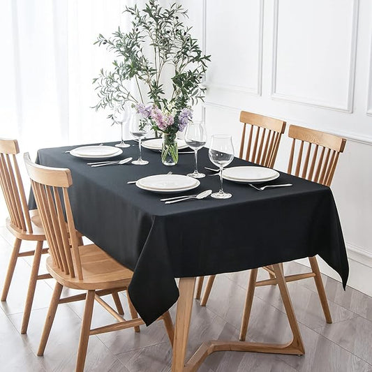 maxmill Rectangle Textured Tablecloth Waterproof Spillproof Wrinkle Free Table Cloth, Kitchen Dining Tabletop Decoration, Fabric Table Cover for Outdoor and Indoor Use, 52 x 70 Inch, Black