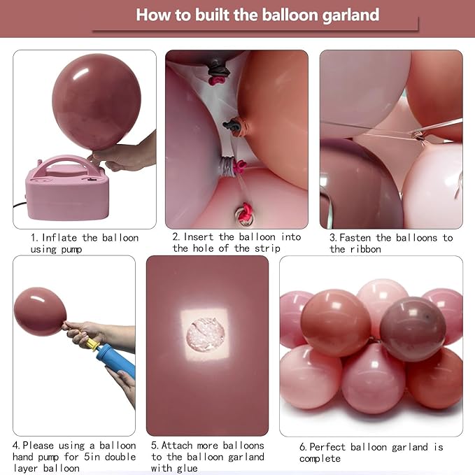 Dusty Pink Balloon Arch Double Stuffed Mauve Light Pink Blush Nude Balloons Dusty Rose Boho Balloon Garland Kit for Baby Shower Bridal Shower Birthday Bachelorette Fall Party Decorations