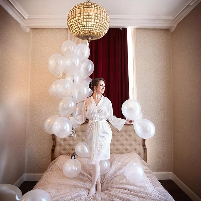 Pearl White Balloons 5 Inch, 60Pcs Small White Pearl Balloon Bright Clear White Latex Balloons for Arch 5'' Mini White Helium Balloons for Birthday Wedding Baptism Anniversary Party Decorations