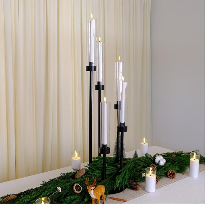 35inch 4pcs Black Candelabra Centerpieces for Tables 5 Arms Wedding centerpieces for Decorations