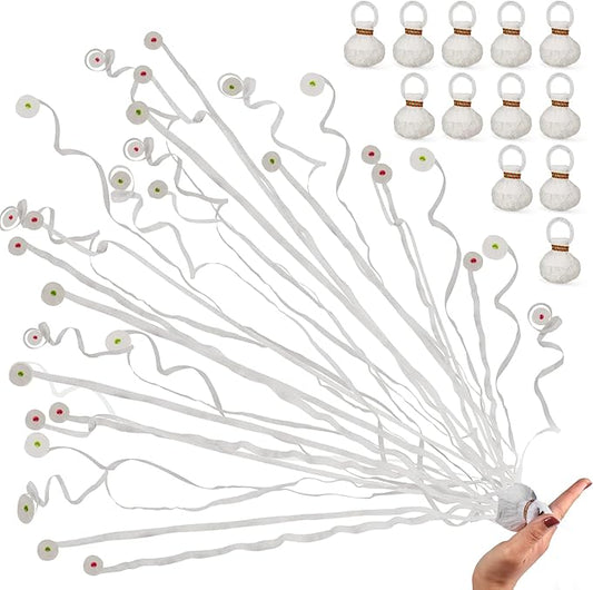 48Pack White Streamer Poppers,Hand Throw Streamer Poppers,No Mess Confetti Poppers for Birthday,Wedding,Party,Celebrations,School Opening,Graduation,Retirement Party (white 48pack)