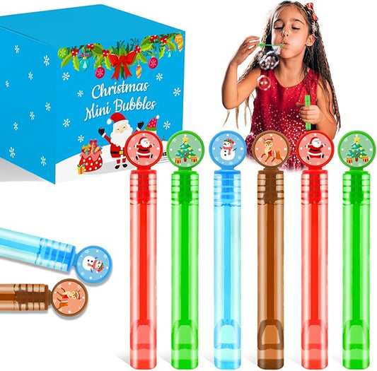100 Pack Christmas Small Gifts Toys Prizes for Kids, Bulk Xmas Mini Bubble Wands Party Favors Accessories for Toddlers, Winter Holiday Non Candy Treats Goodie Bag Stuffers Fillers for Boys Girls