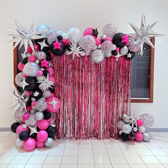 Silver Star Balloons,Explosion Balloons Kit with 6Pcs 22Inch Cone Star Foil Balloons and 10Pcs 10Inch Four Pointed Star Balloons for Birthday Anniversary Disco Party Decorations