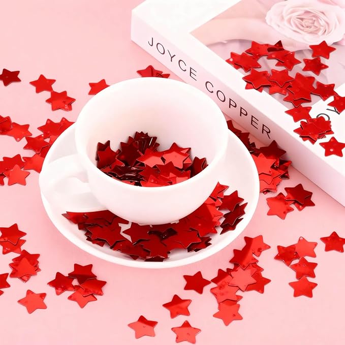 Red Metallic Foil Star Confetti 0.78inch/2cm 8000PCS Table Confetti for Party Birthday Decoration or Filled Balloons