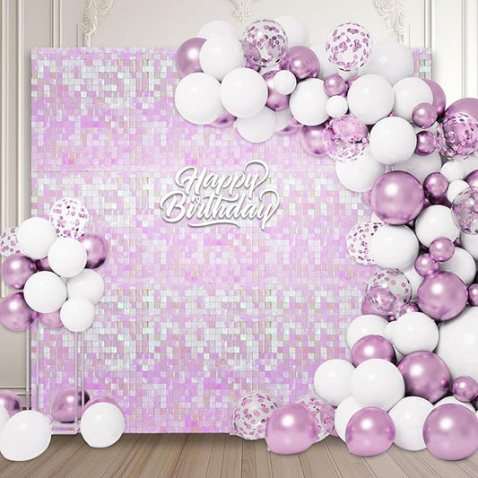 36 PCS Colorful Pink Shimmer Wall Backdrop, Square Sequin Photo Backdrops Panel, Glitter Wall Background for Birthdays, Weddings, Halloween, Engagements, Disco Bachelorette Party Decoration (6FTx6FT)